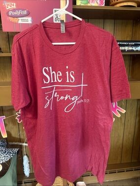 Next Level Apparel Red "She is Strong" Short Sleeve Tee